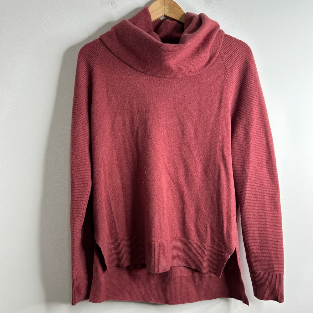 Athleta Cashmere Cowl Neck Sweater Womens Dusty Rose Pink Sz S Luxury Soft Warm